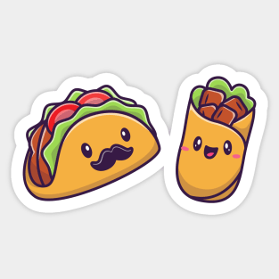 Cute Taco And Burrito Food Sticker